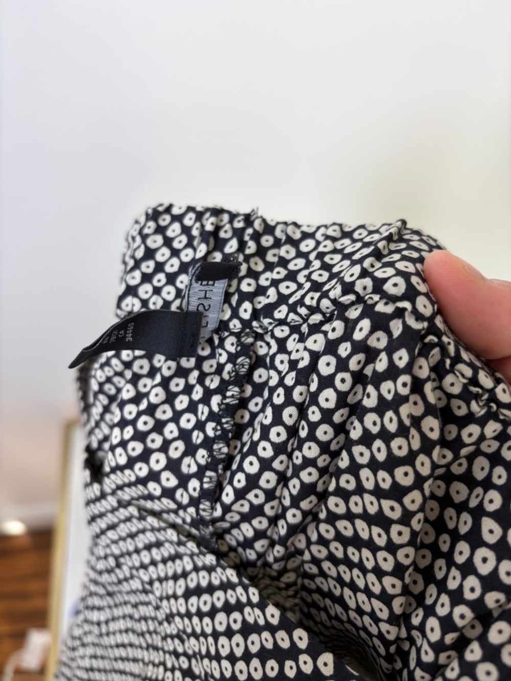 Eileen Fisher Bandhini Dot Wide Leg Black & White Organic Cotton Pants - L - Picture 10 of 11